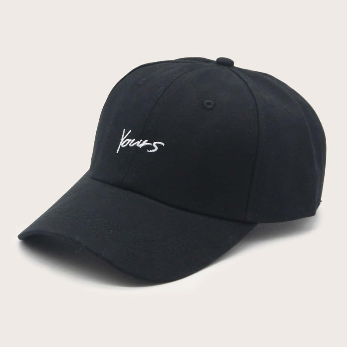 

Letter Embroidery Baseball Cap, Black