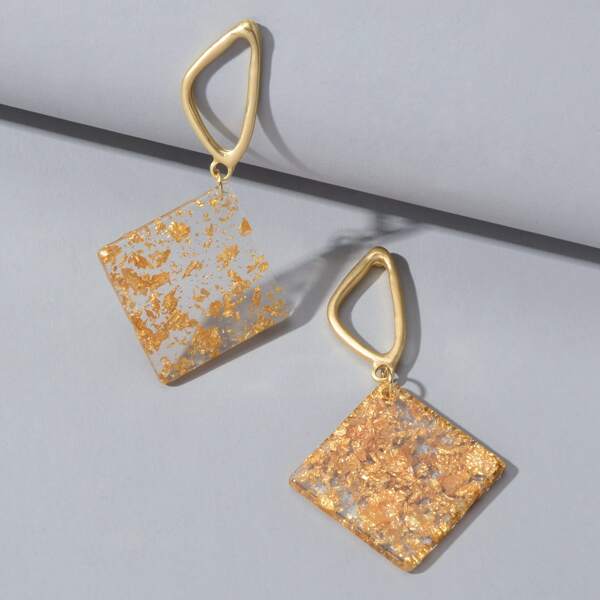 

Geometric Charm Drop Earrings, Gold