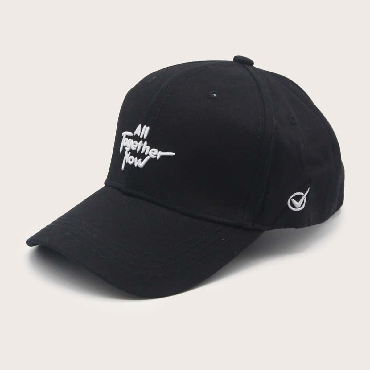 

Letter Embroidery Baseball Cap, Black
