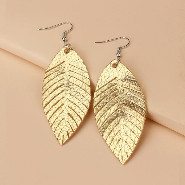 

Leaf Drop Earrings, Gold