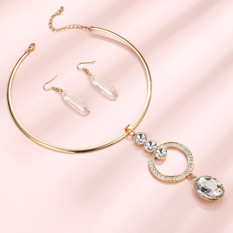 

1pc Rhinestone Necklace & 1pair Drop Earrings