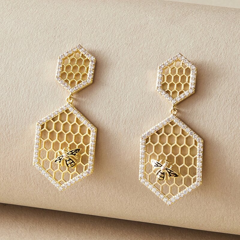 

Geometric Drop Earrings, Gold