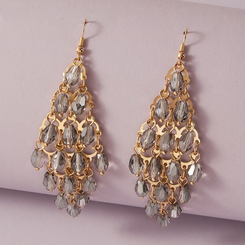 

Gemstone Engraved Drop Earrings, Grey