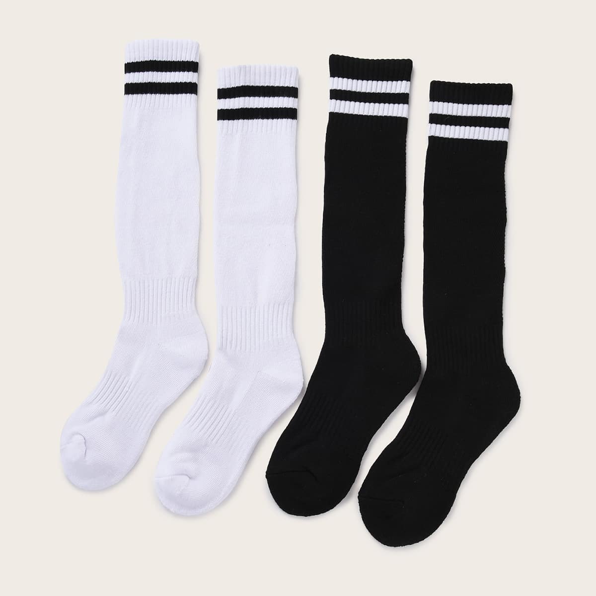 

2pairs Guys Striped Pattern Socks, Multicolor