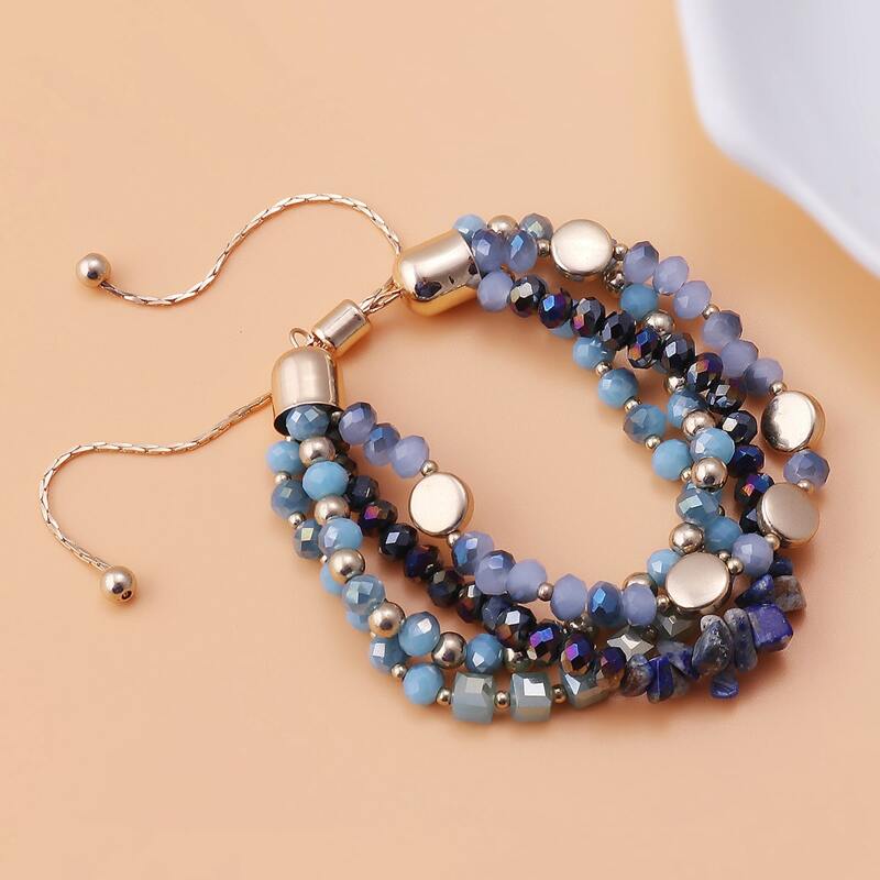 

1pc Layered Crystal Bracelet, Multicolor