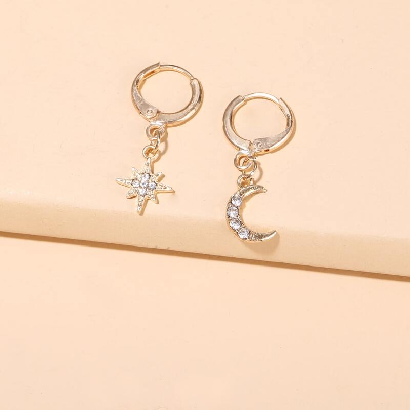 

Rhinestone Decor Star Drop Earrings, Gold