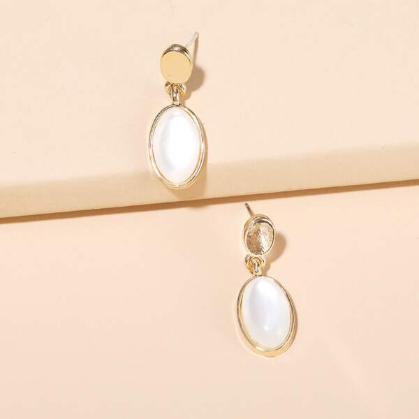 

Geometric Drop Earrings, White