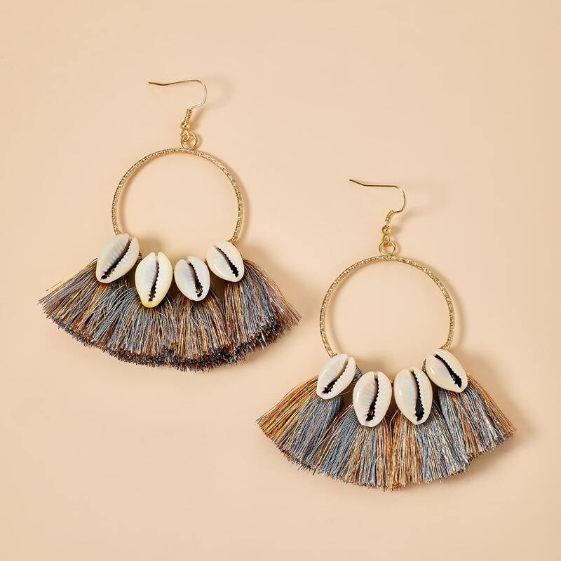 

Shell Decor Tassel Drop Earrings, Multicolor