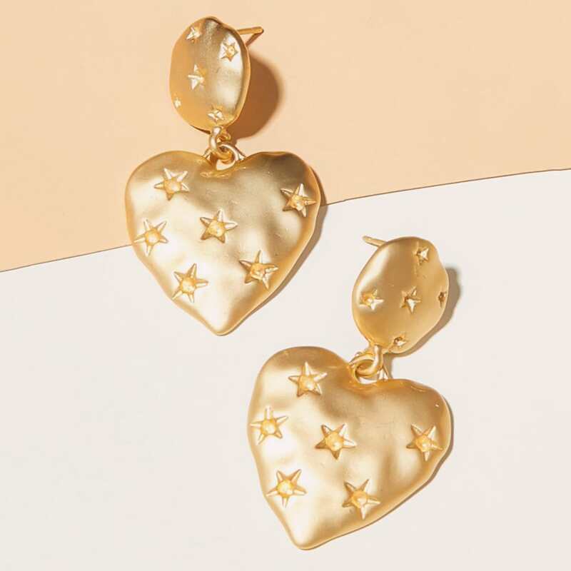 

Heart Drop Earrings, Gold