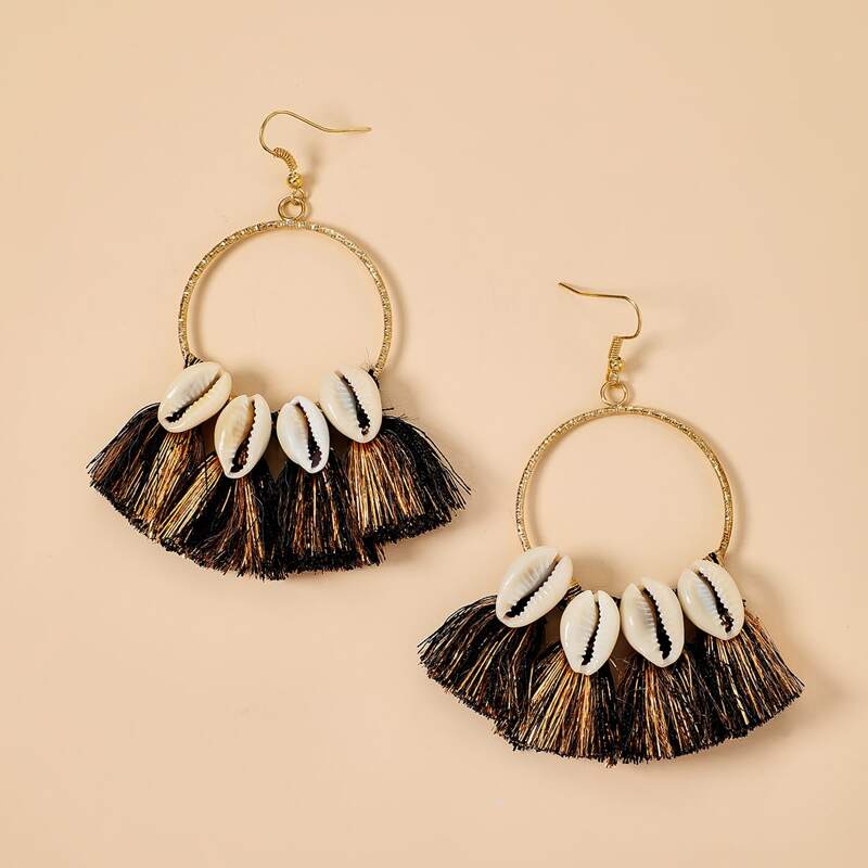 

Shell Decor Tassel Drop Earrings, Multicolor