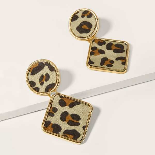 

Leopard Geo Earrings 1pair, Multicolor