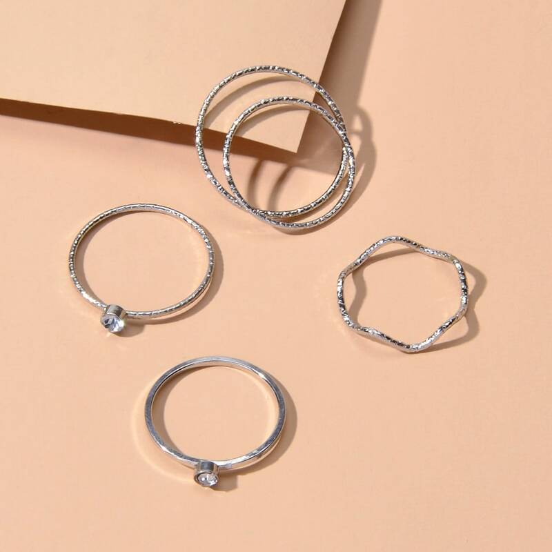 

Rhinestone Decor Ring, Silver