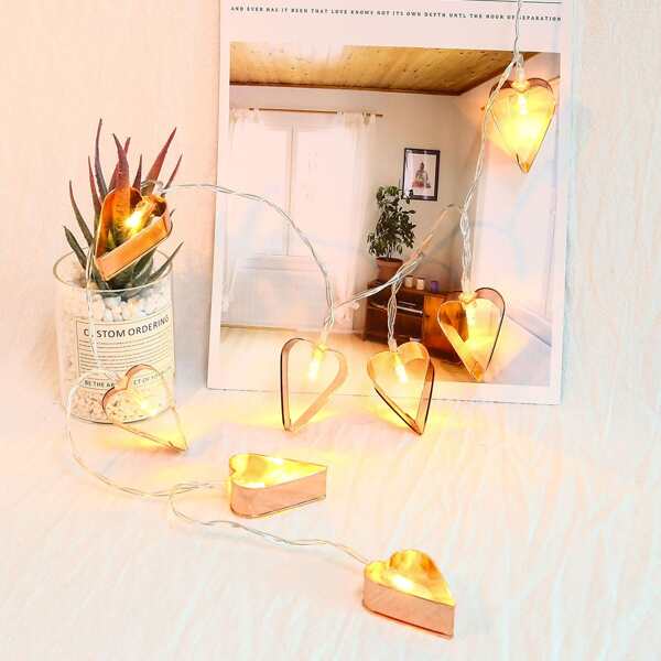 

10pcs Heart Shaped Bulb String Light, Yellow