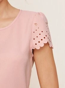 SHEIN Unity Top ribete en abanico cortado láser - Rosa - Ver 4