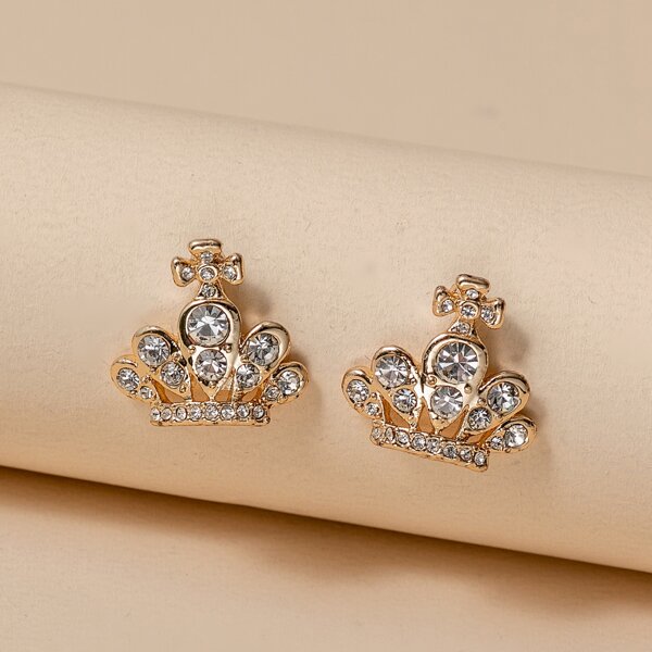 

Crown Design Stud Earrings, Gold