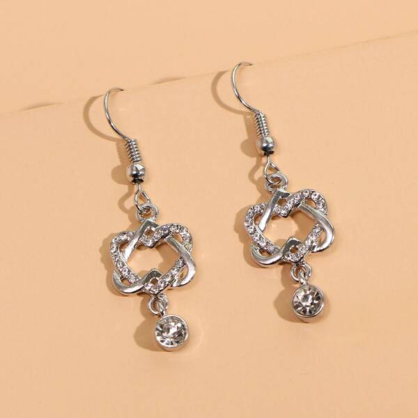 

Heart Drop Earrings, Silver