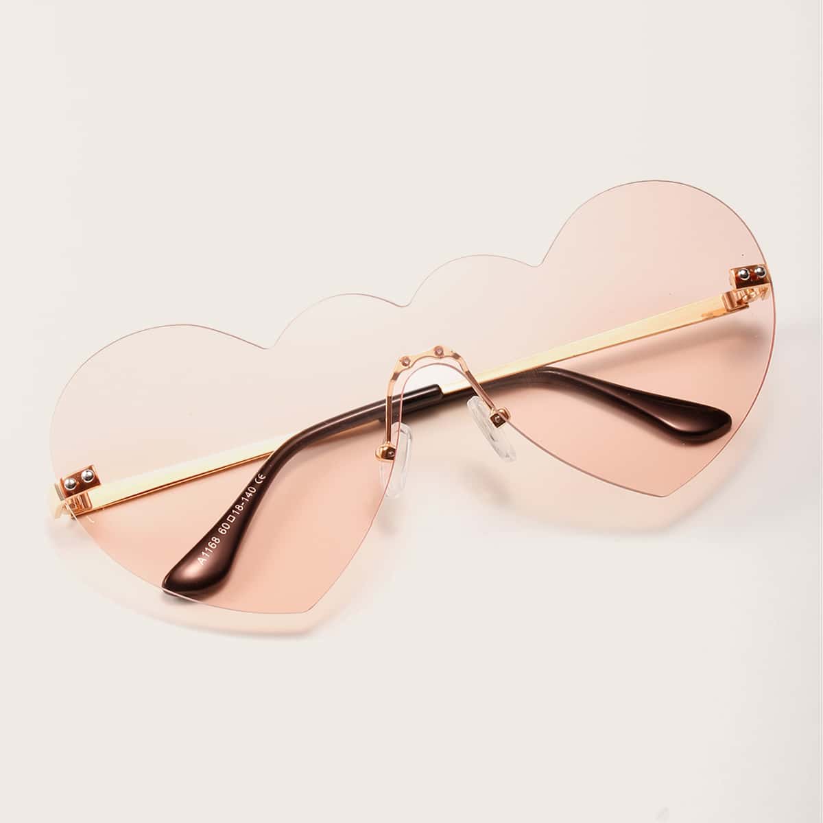 

Heart Rimless Sunglasses, Beige