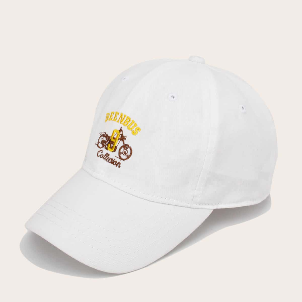 

Bicycle Embroidery Baseball Cap, White