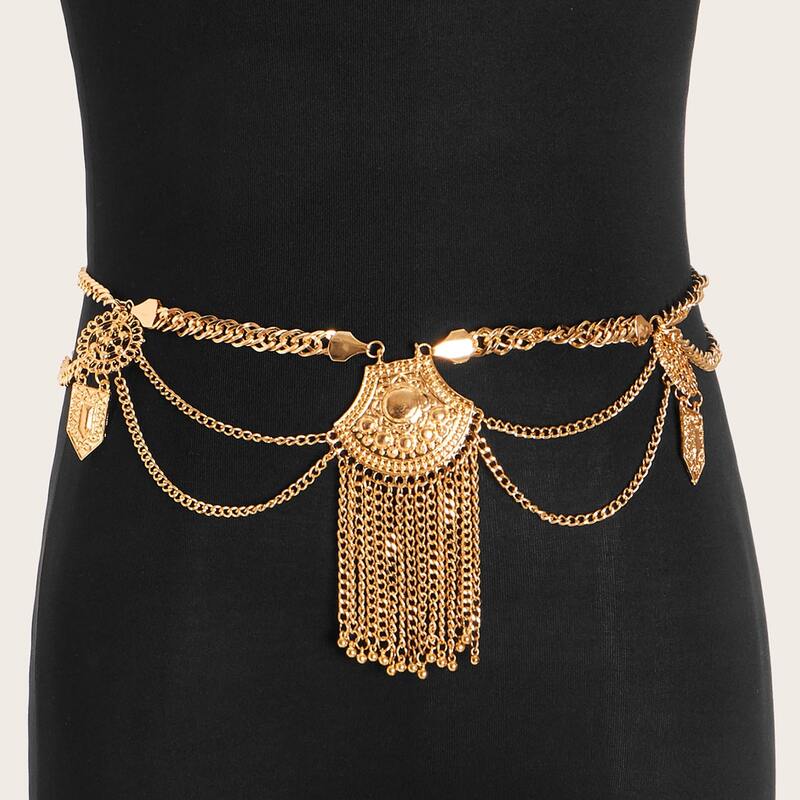 

Tassel Decor Waist Chain, Gold