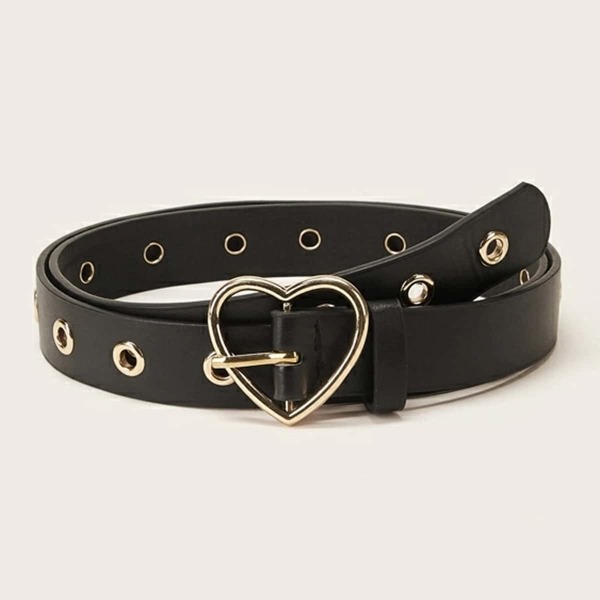 

Girls Heart Buckle Belt, Black