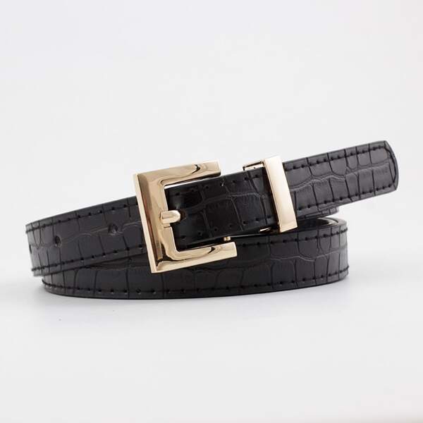 

Girls Croc Pattern Buckle Belt, Black