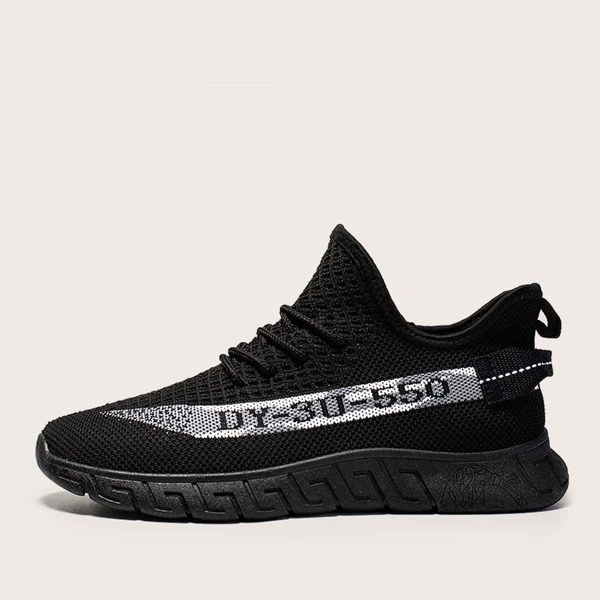 

Men Lace-up Front Letter Graphic Sneakers, Black