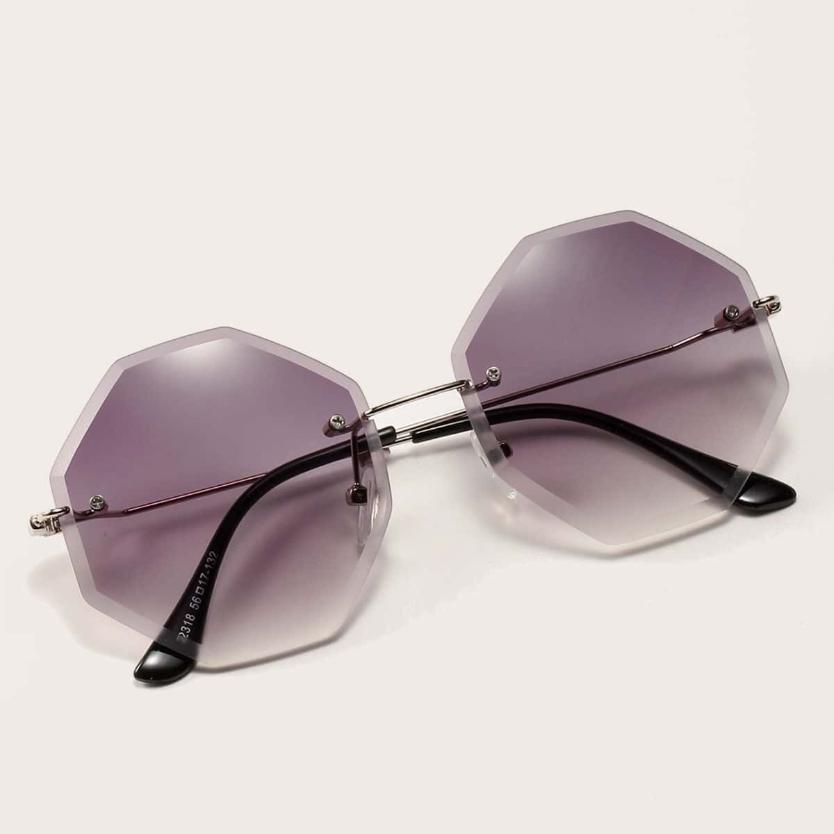 

Polygon Rimless Sunglasses, Purple
