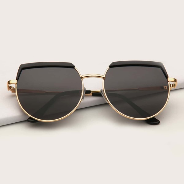 

Round Metal Frame Sunglasses, Black