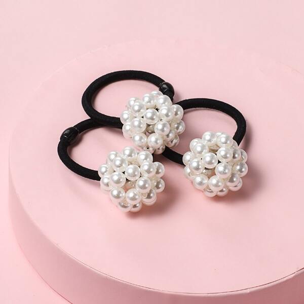 

Faux Pearl Decor Hair Tie, White