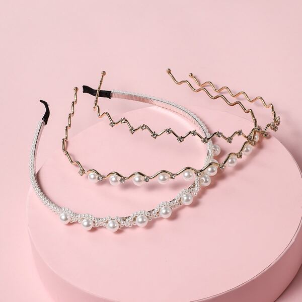 

Faux Pearl Beaded Hair Hoop, White