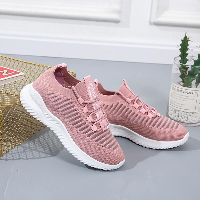 

Lace-up Front Breathable Sneakers, Pink