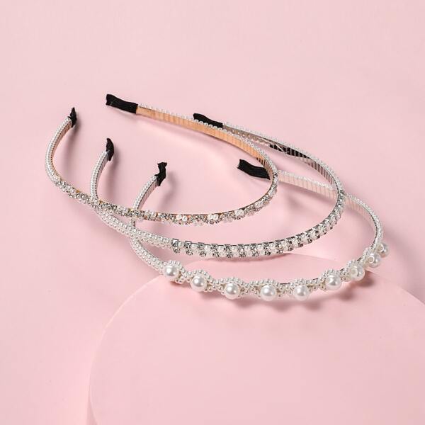 

Faux Pearl Beaded Hair Hoop, White