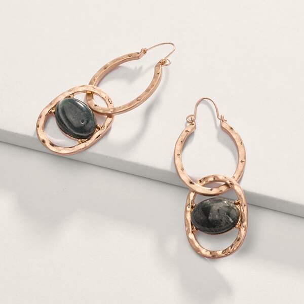 

Серьги-подвески с декором камня, Многоцветный