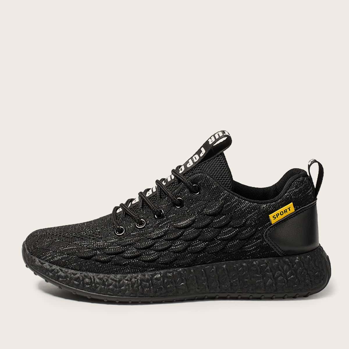 

Guys Lace-up Front Fish Scale Decor Sneakers, Black