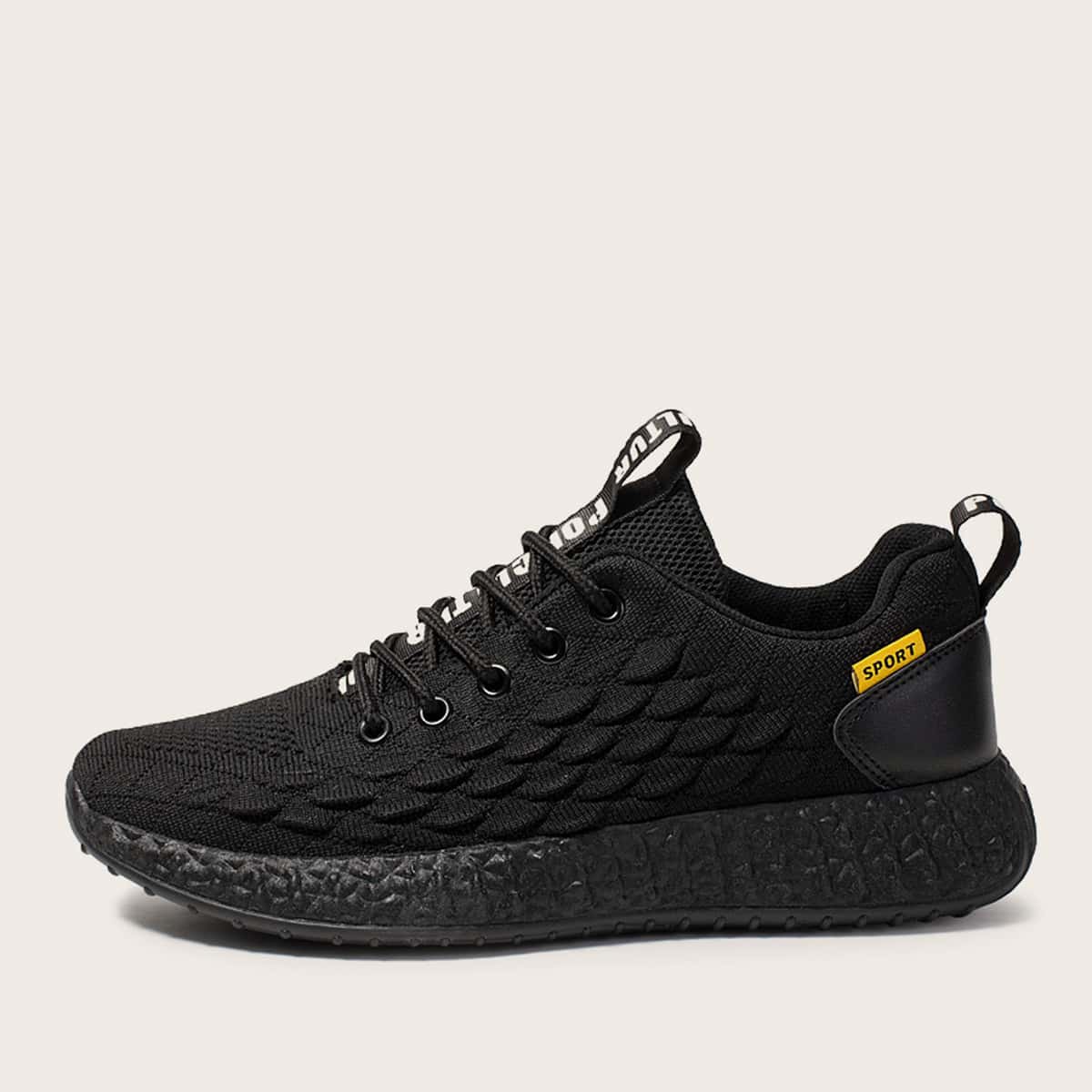 

Guys Lace-up Front Fish Scale Decor Sneakers, Black