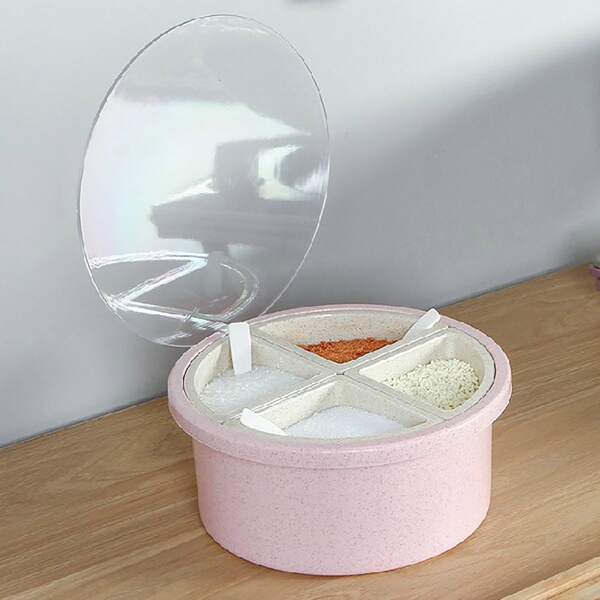 

1pc Multi-grid Round Seasoning Box, Multicolor