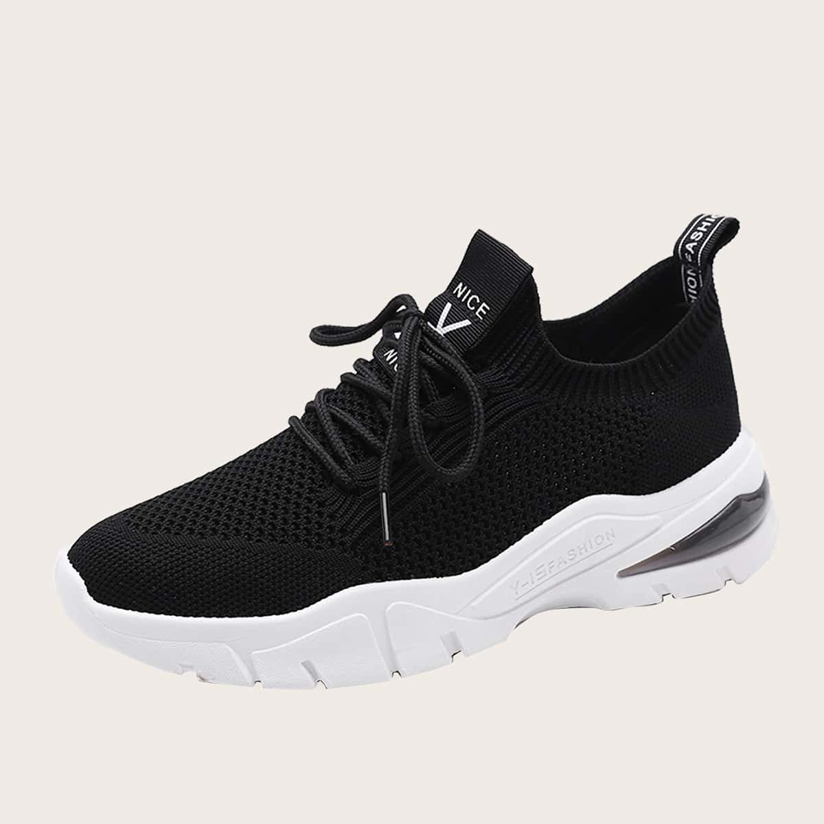 

Lace-up Front Wide Fit Sneakers, Black