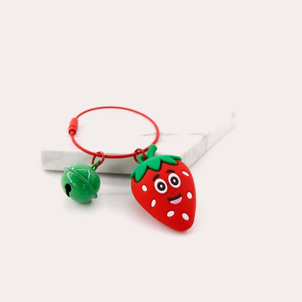 

Strawberry Charm Keychain, Red