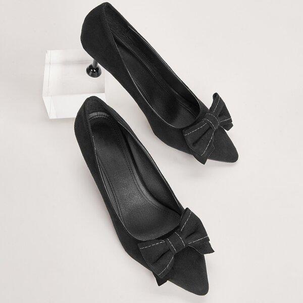 

Bow Decor Stiletto Court Heels, Black