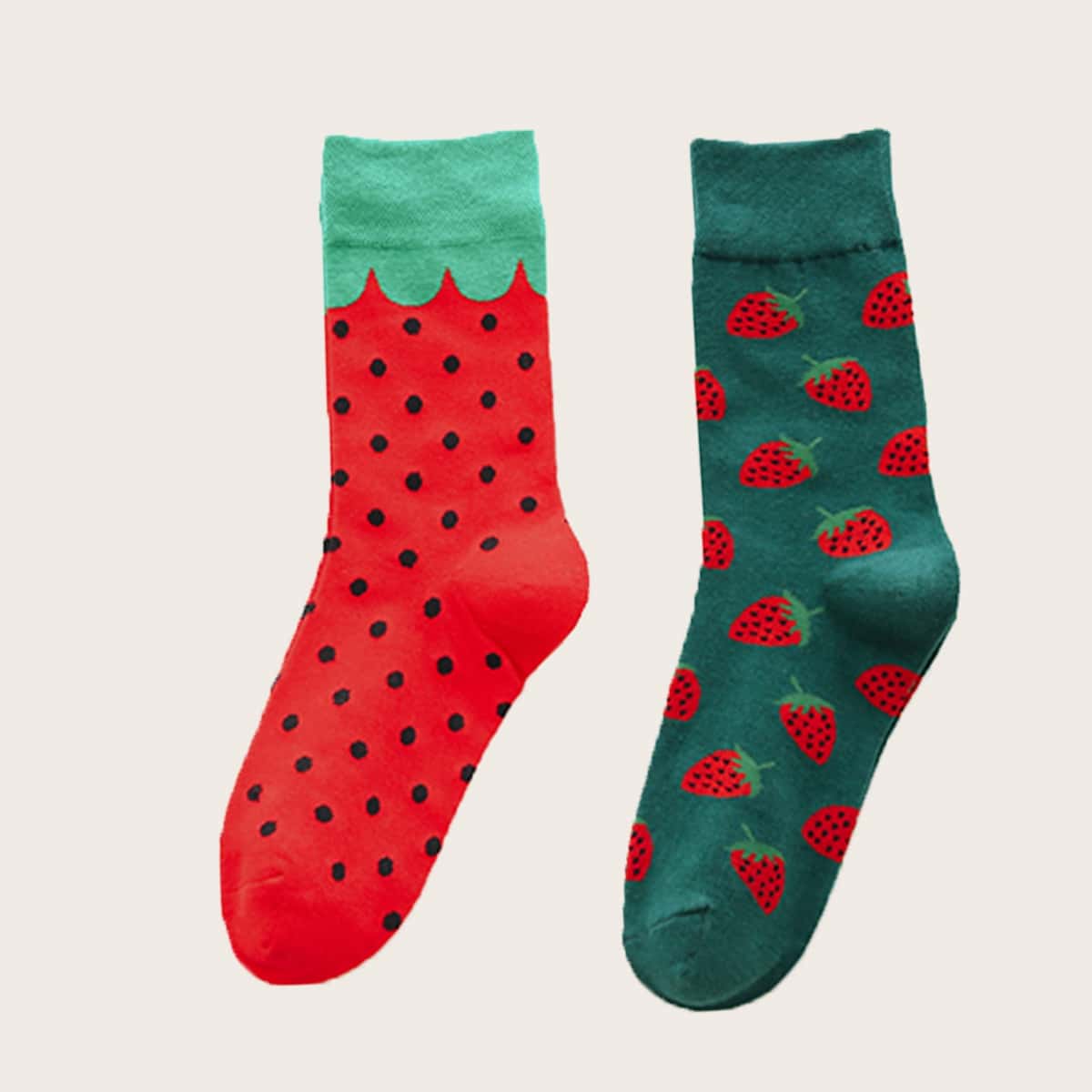 

Strawberry Pattern Socks, Multicolor