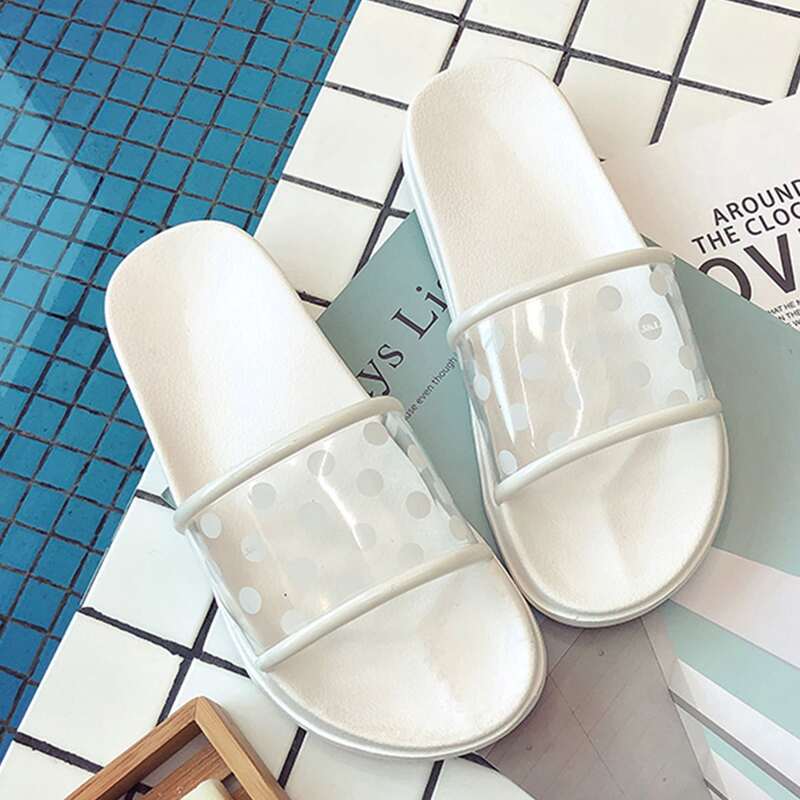 

Clear Polka Dot Sliders, White