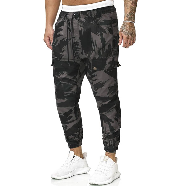 

Men Brush Stroke Flap Pocket Cargo Pants, Multicolor