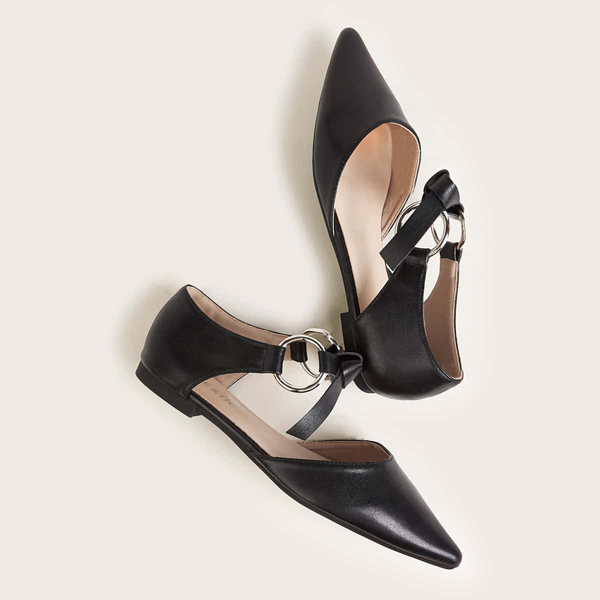 

Point Toe Knot Front Flats, Black
