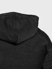 Manfinity Men Pleats Raglan Sleeve Drawstring Hoodie - Black - View 4