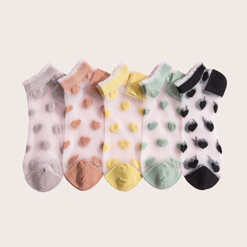 

Polka Dot Pattern Mesh Socks, Multicolor