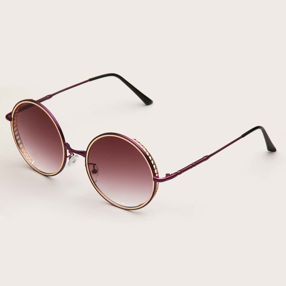 

Round Metal Frame Sunglasses, Burgundy