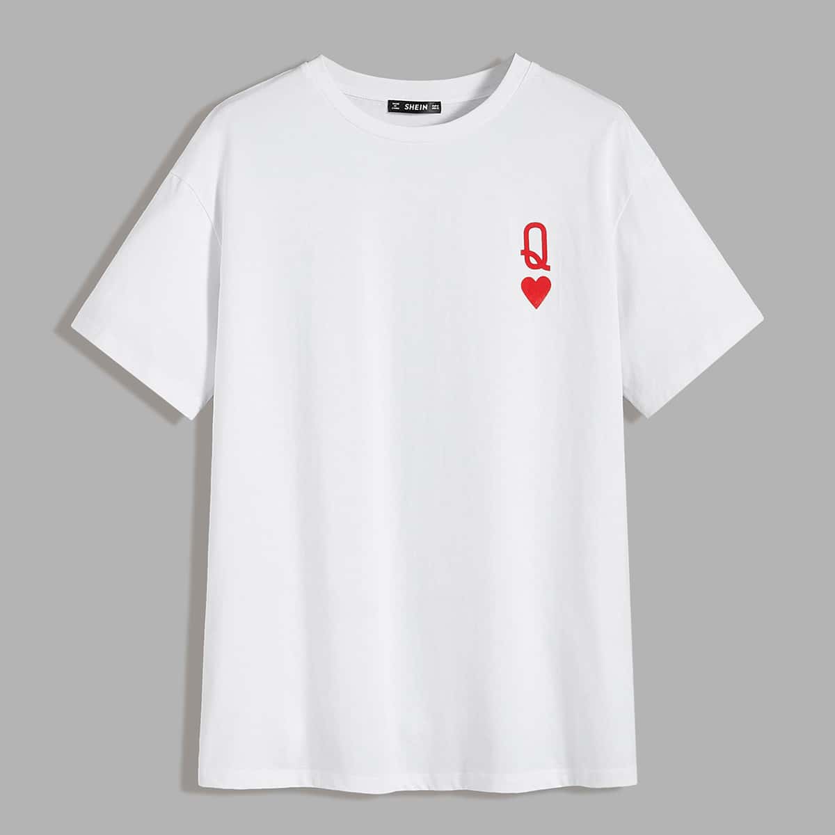 

Guys Letter and Heart Print Tee, White