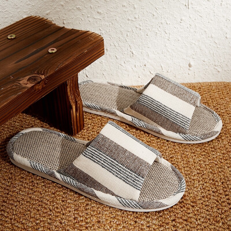 

Guys Open Toe Linen Slippers, Multicolor