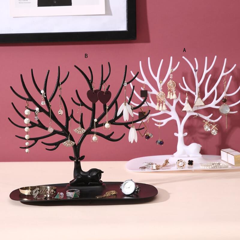 

1pc Antler Jewelry Storage Rack, Black and white