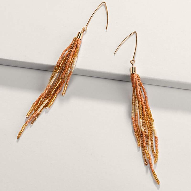 

Beaded Tassel Drop Earrings